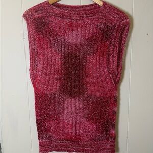 Vintage Y2K Sparkly Pink Knit Tank Top Sheer Sleeveless Festival